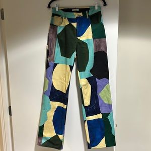 Miaou (from Revolve) high waist straight leg printed cotton pants in size s